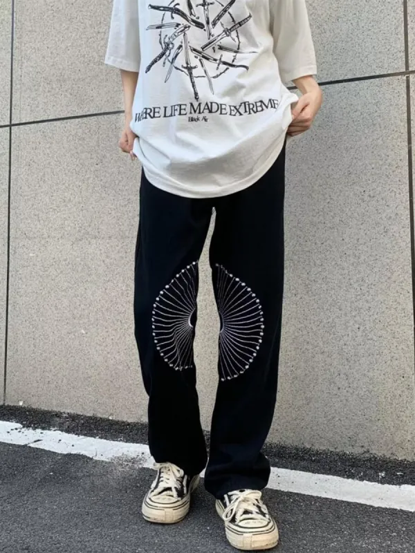 Thesupermade American High Street Embroidered Design Jeans sold by Thesupermade