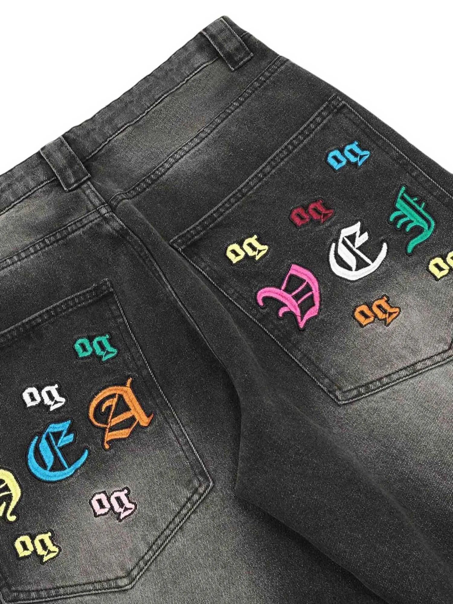 Thesupermade Gothic Letter Embroidered Jeans - 1936 sold by Thesupermade product image thumbnail 3