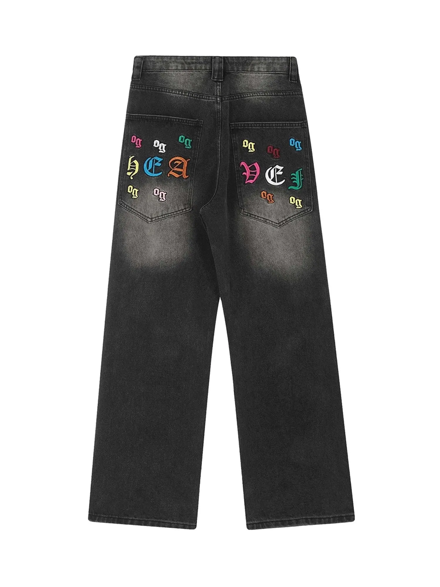 Thesupermade Gothic Letter Embroidered Jeans - 1936 sold by Thesupermade product image thumbnail 2