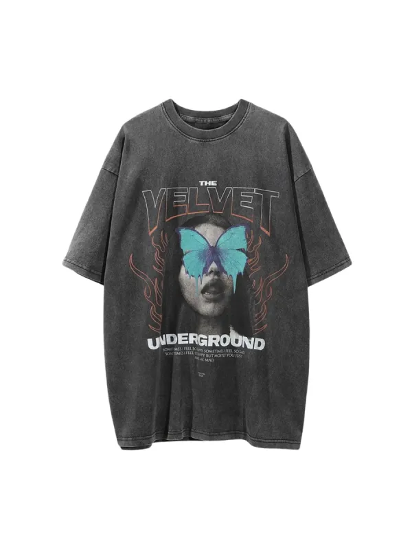 Thesupermade Character Printed Washed & Aged T-Shirt - 2055 sold by Thesupermade