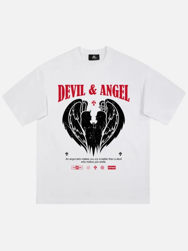 Thesupermade Devil & Angel Print T-shirt sold by Thesupermade
