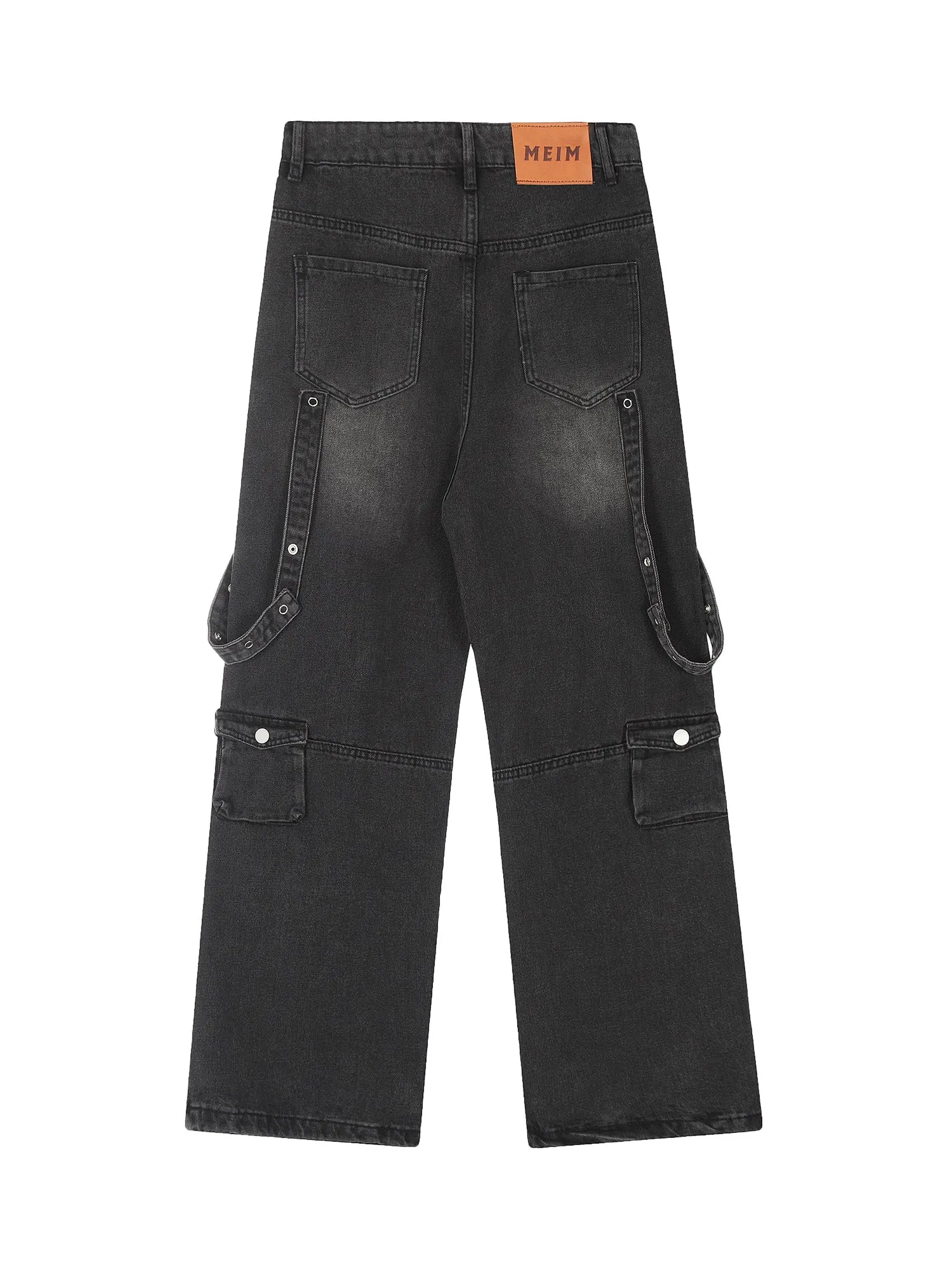 Thesupermade Vintage Washed Web Rivets Hip-Hop Jeans sold by Thesupermade product image thumbnail 2