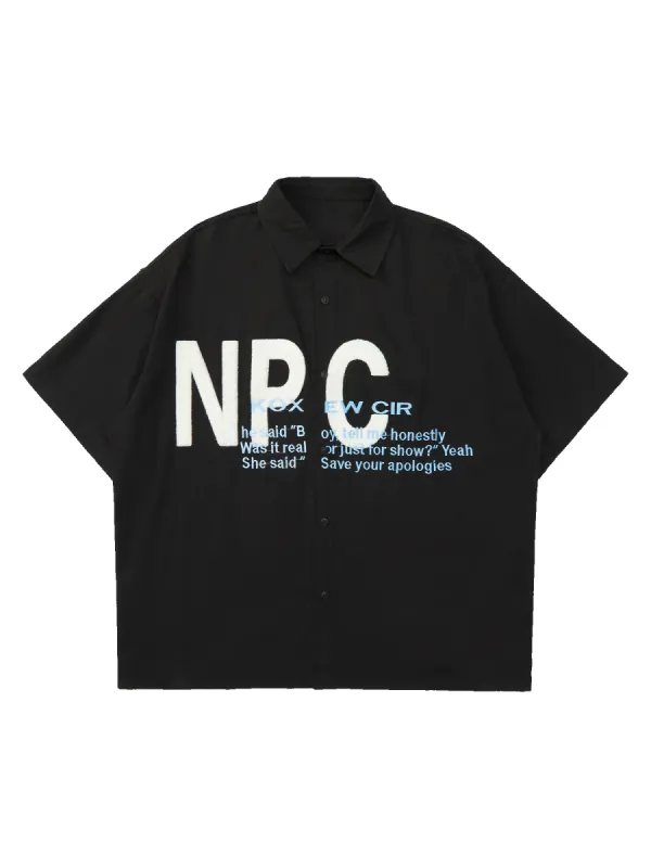 Thesupermade American Retro Letter Embroidered Shirt sold by Thesupermade
