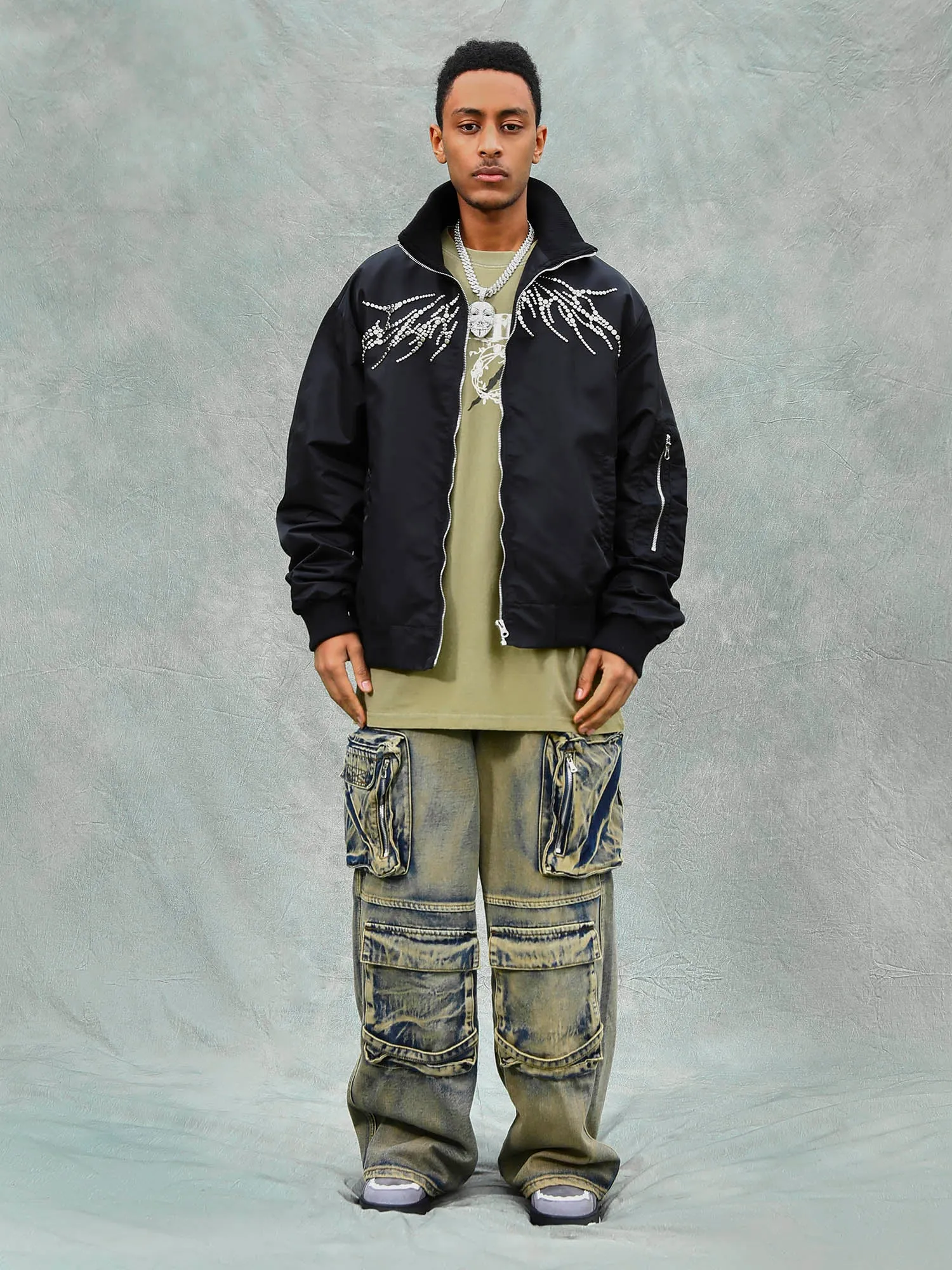 Thesupermade American Retro Heavy-duty Rivet Wing Design Jacket sold by Thesupermade