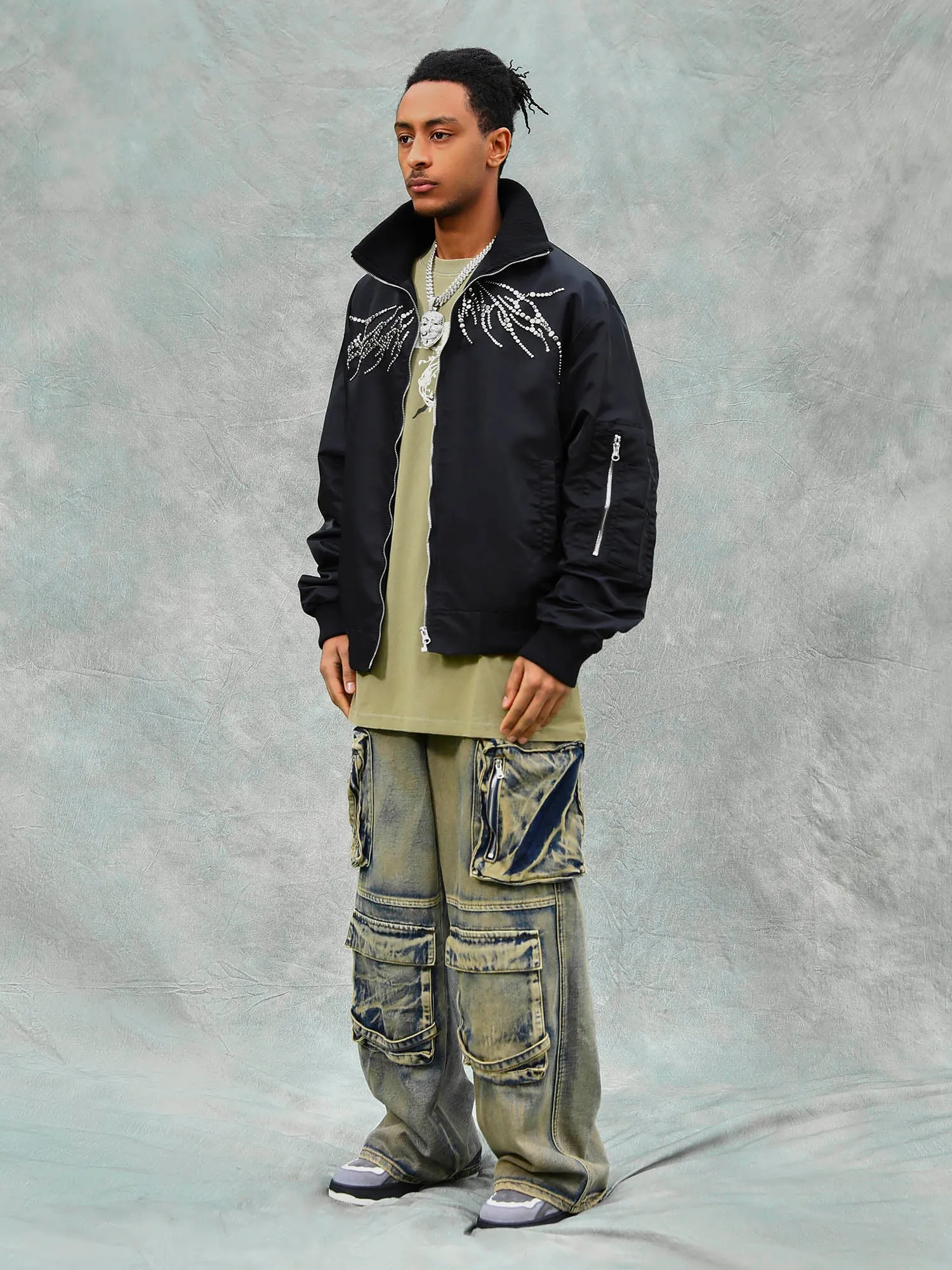 Thesupermade American Retro Heavy-duty Rivet Wing Design Jacket sold by Thesupermade product image thumbnail 2