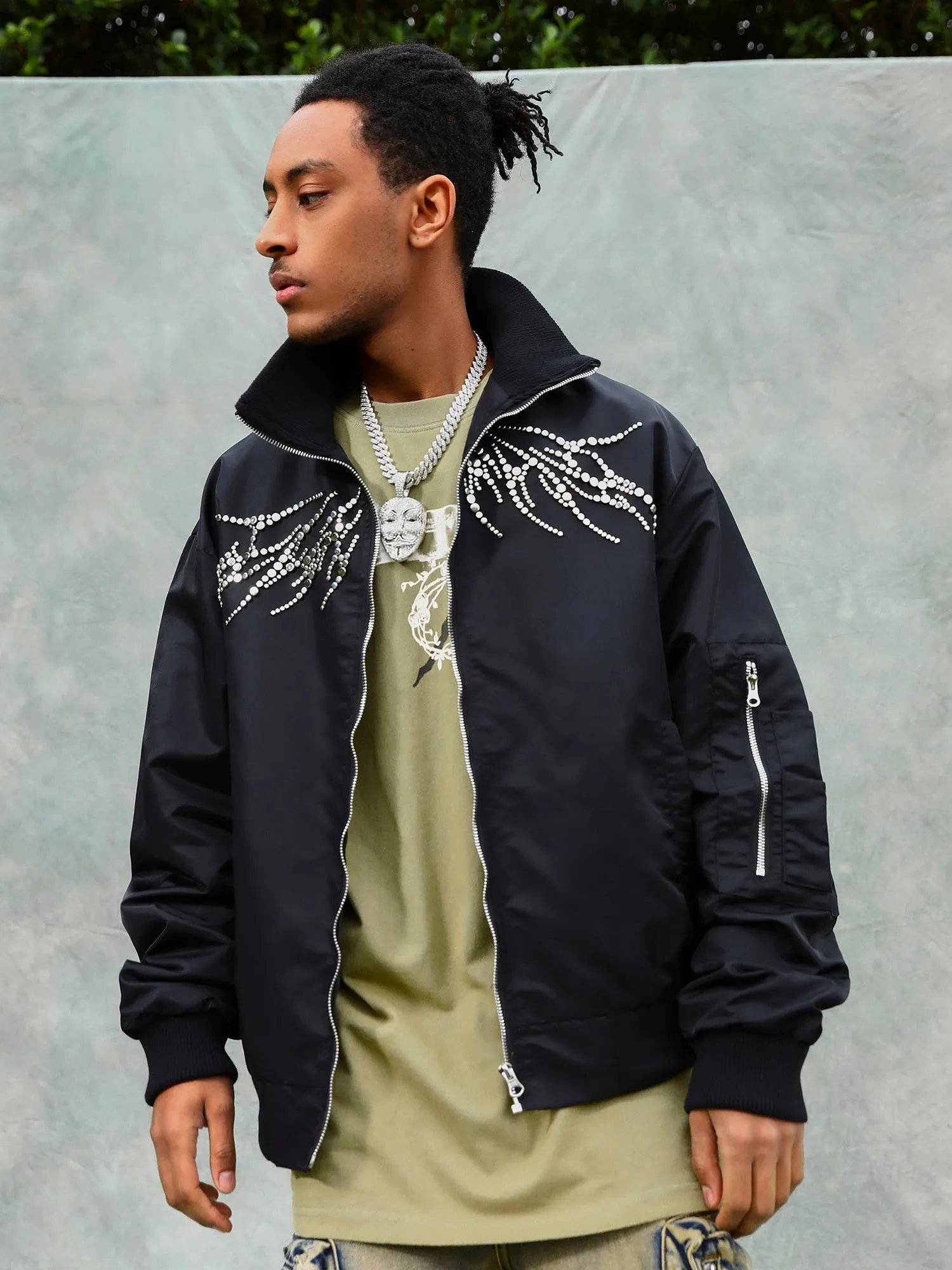 Thesupermade American Retro Heavy-duty Rivet Wing Design Jacket sold by Thesupermade product image thumbnail 3