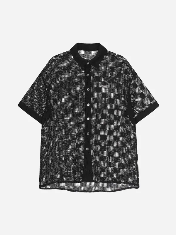 American Street Trend Checkered Hollow Shirt sold by Thesupermade