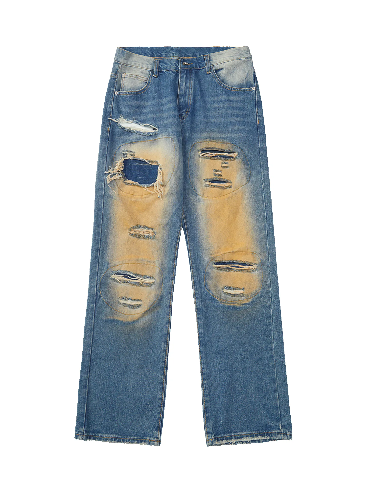 Thesupermade High Street Washed Spray Paint Ripped Jeans sold by Thesupermade