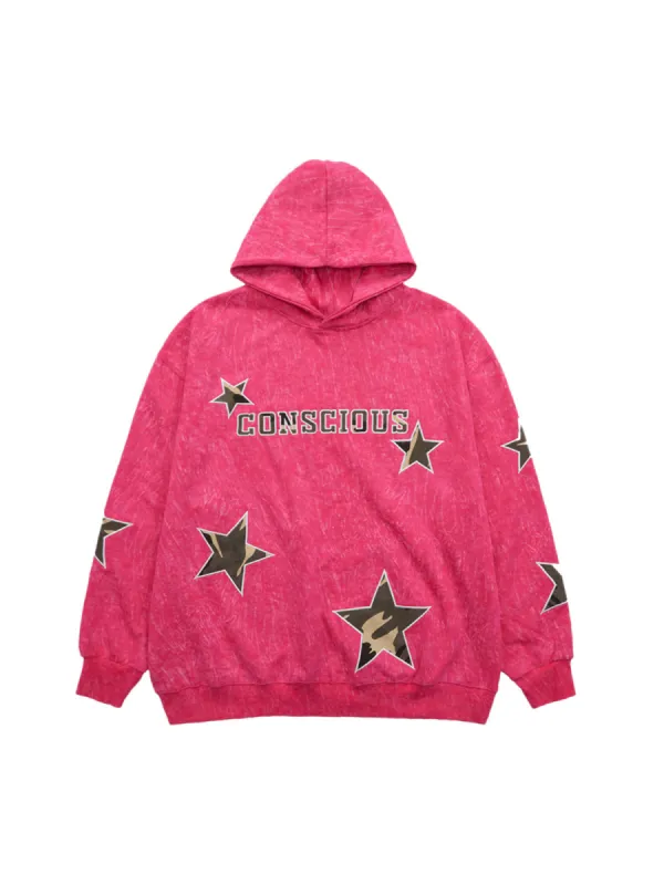 Thesupermade American Retro Patch Star Hooded Sweatshirt - 1969 sold by Thesupermade