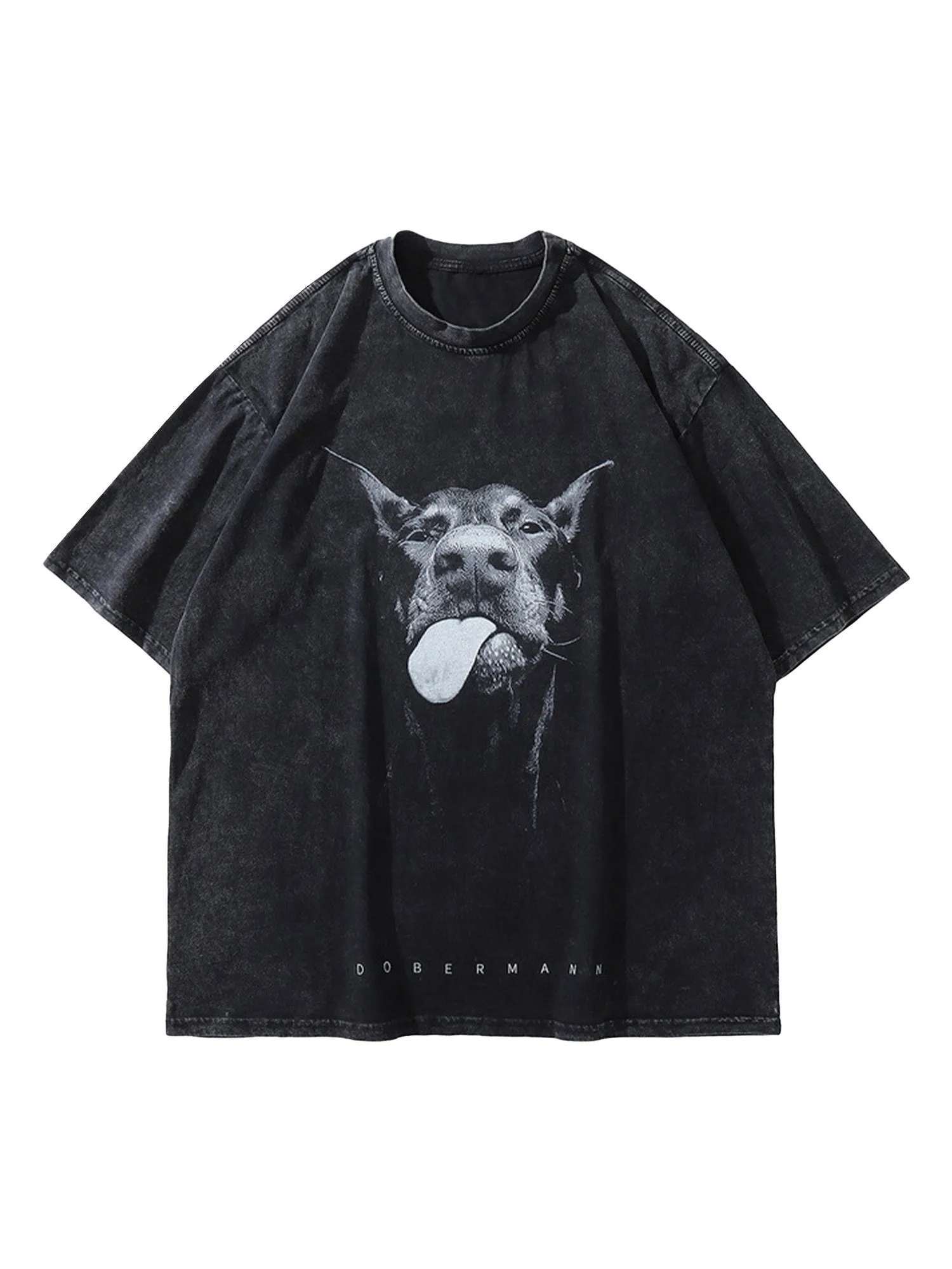 Thesupermade Retro Hip-hop Doberman Print T-shirt - 2172 sold by Thesupermade
