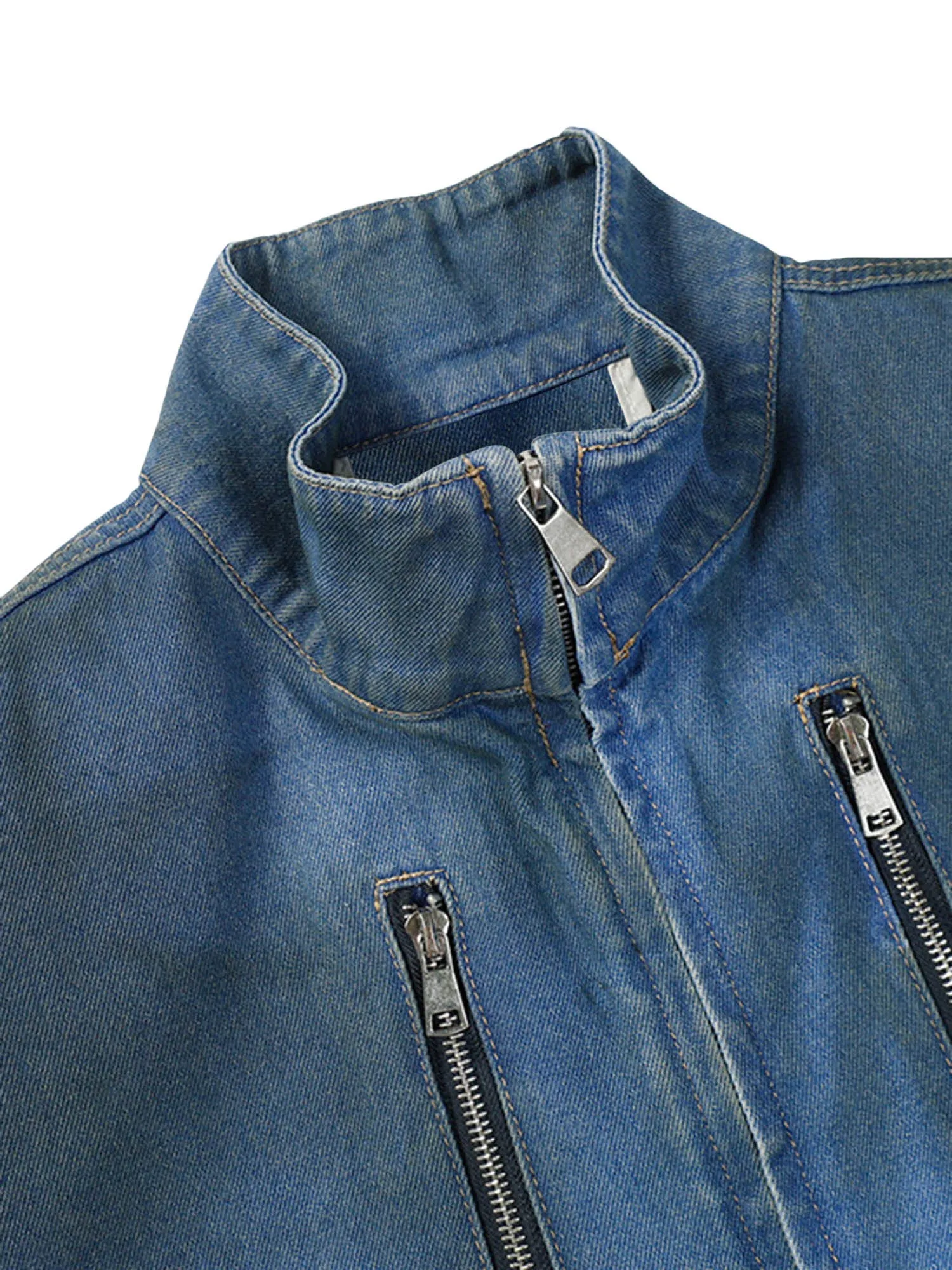 Thesupermade Retro Street Washed Denim Vest - 2142 sold by Thesupermade product image thumbnail 3