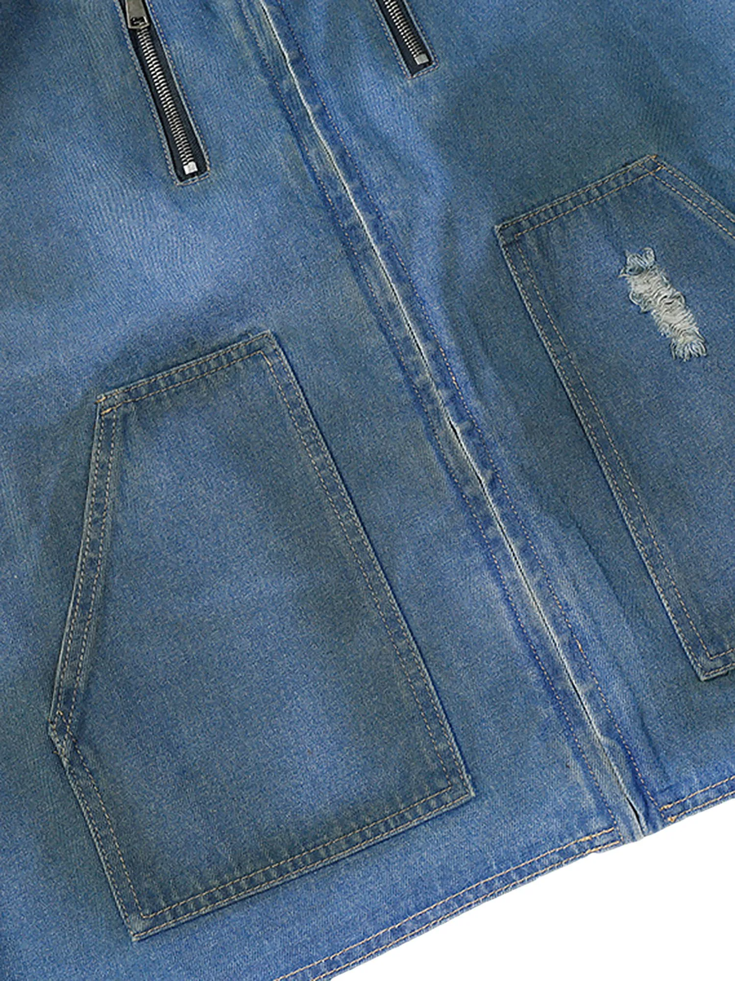 Thesupermade Retro Street Washed Denim Vest - 2142 sold by Thesupermade product image thumbnail 4