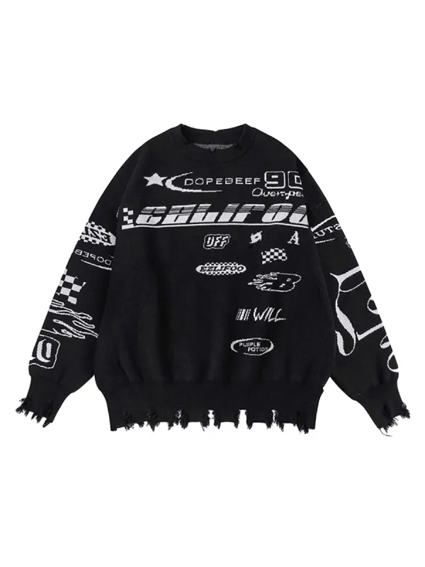 Thesupermade Ripped Racing Sweater sold by Thesupermade