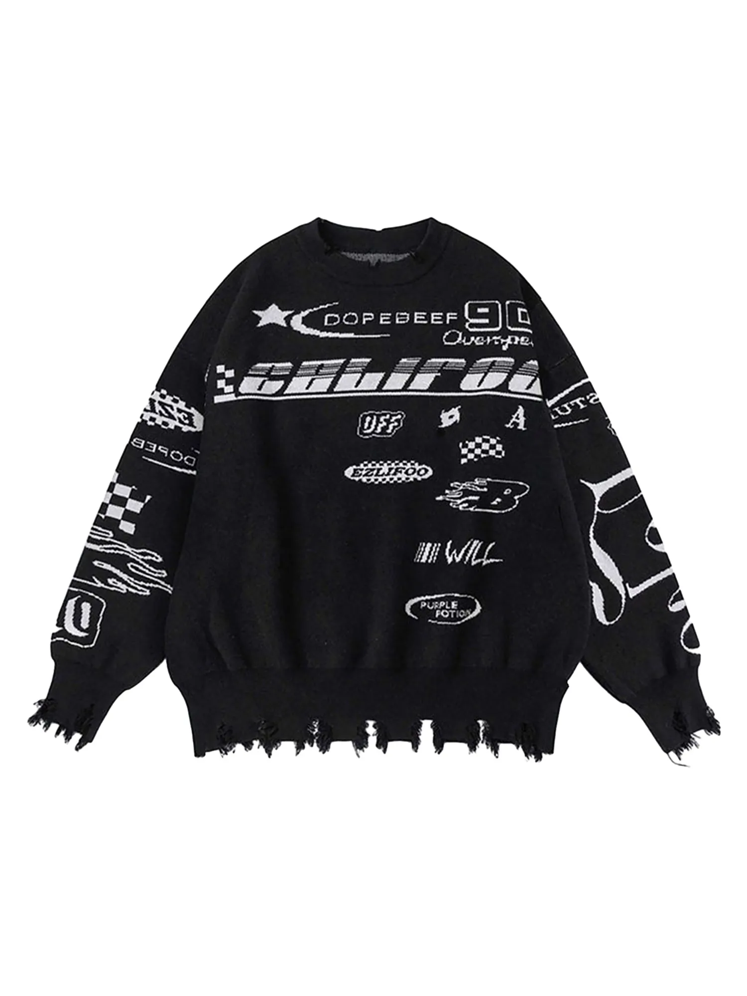 Thesupermade Ripped Racing Sweater sold by Thesupermade