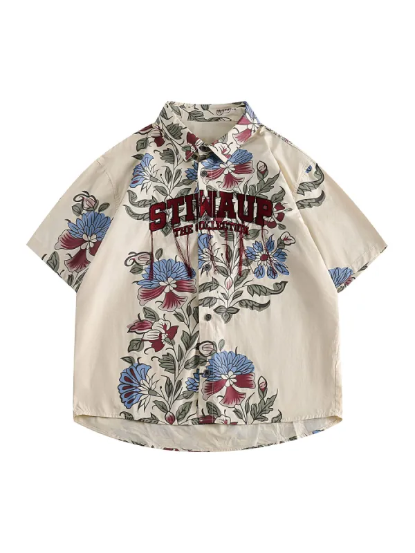 Thesupermade Retro Embroidered Print Shirt sold by Thesupermade