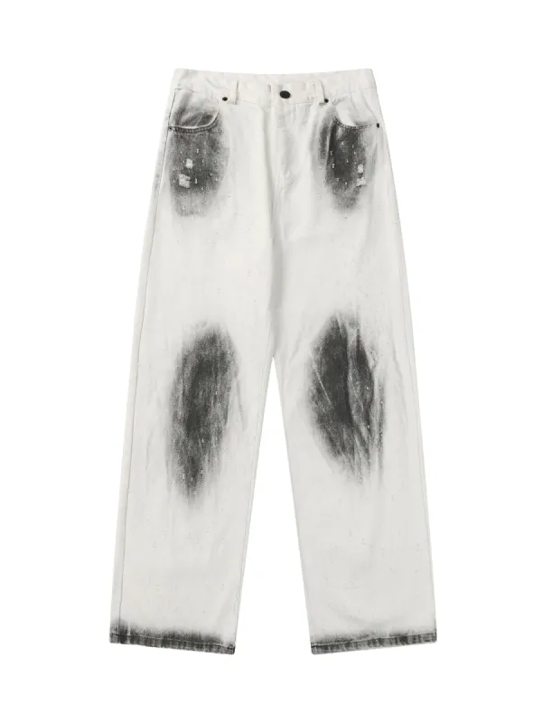 Black Stains Washed Jeans sold by Thesupermade