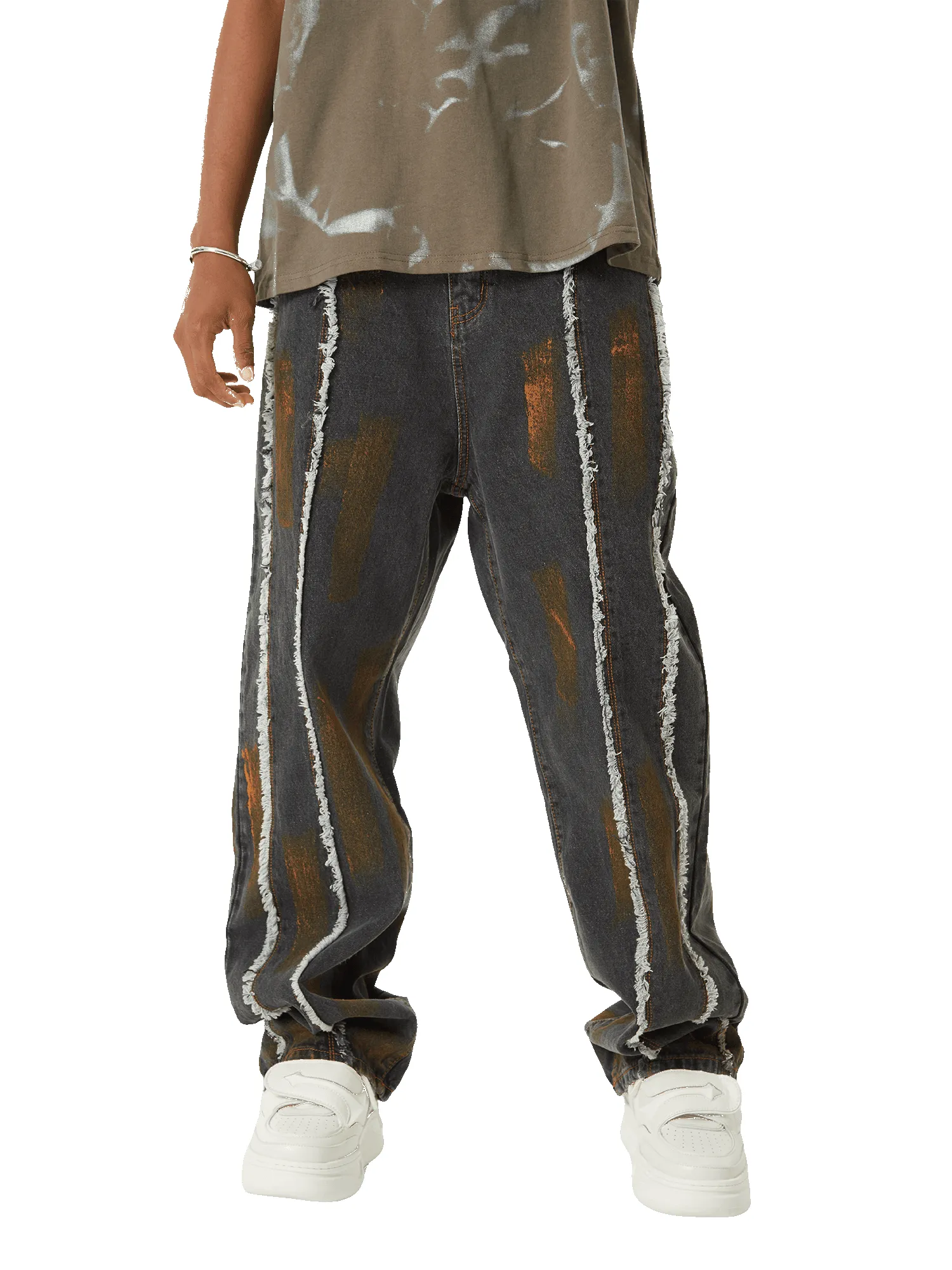 Thesupermade American Street Style Spray Painted Fur Jeans - 2052 sold by Thesupermade product image thumbnail 2