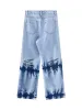 Niche Design Letter Embroidered Tie-dye Gradient Jeans sold by Thesupermade
