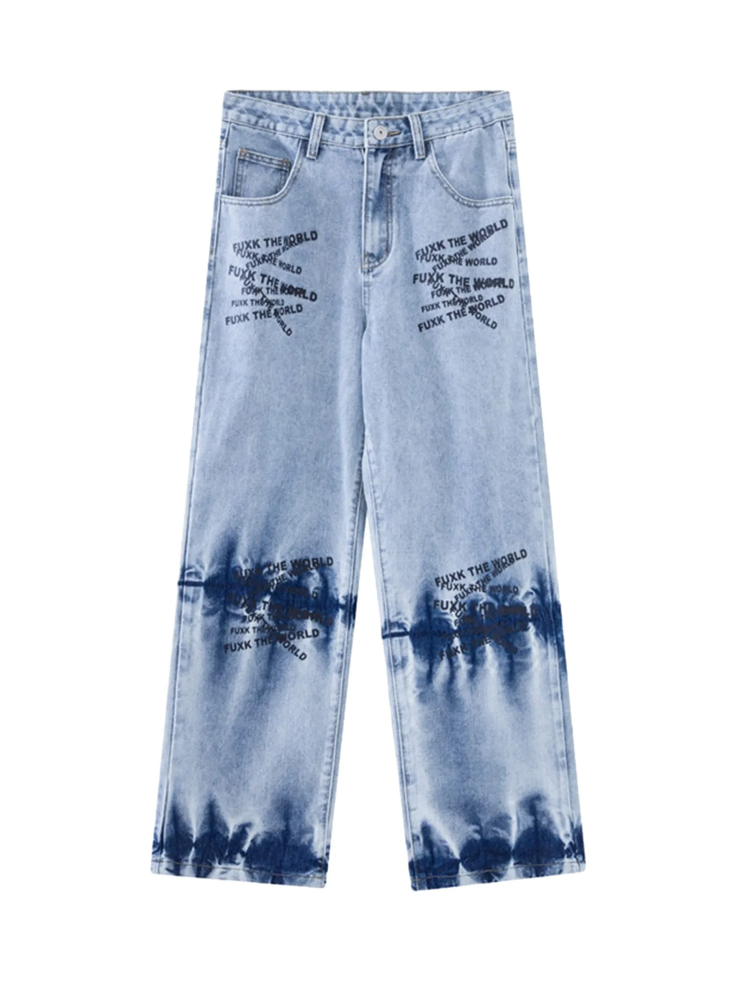 Niche Design Letter Embroidered Tie-dye Gradient Jeans sold by Thesupermade