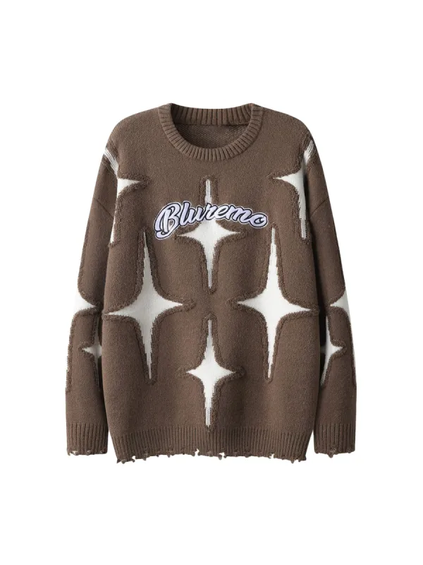 Thesupermade Maillard Star Tassel Ripped Sweater - 1909 sold by Thesupermade