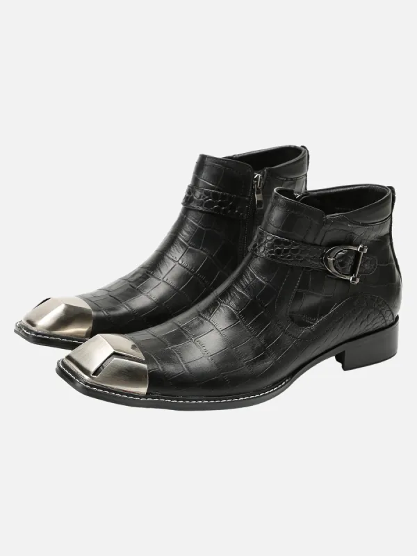 Trendy Design Metal Toe British Brogue Engraved Chelsea Short Boots sold by Thesupermade