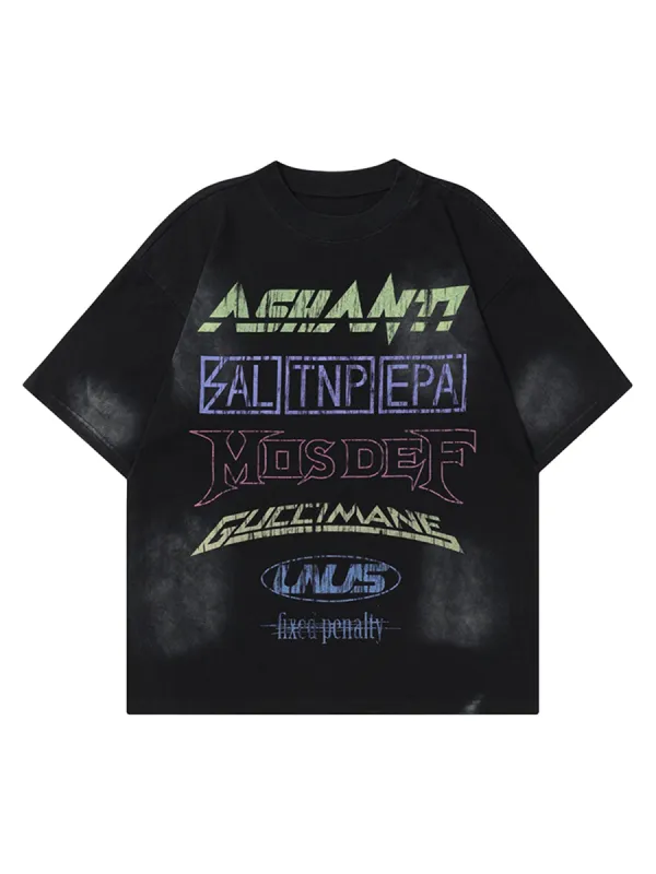 Hip-hop Retro Washed Letter Ceremonial T-shirt sold by Thesupermade