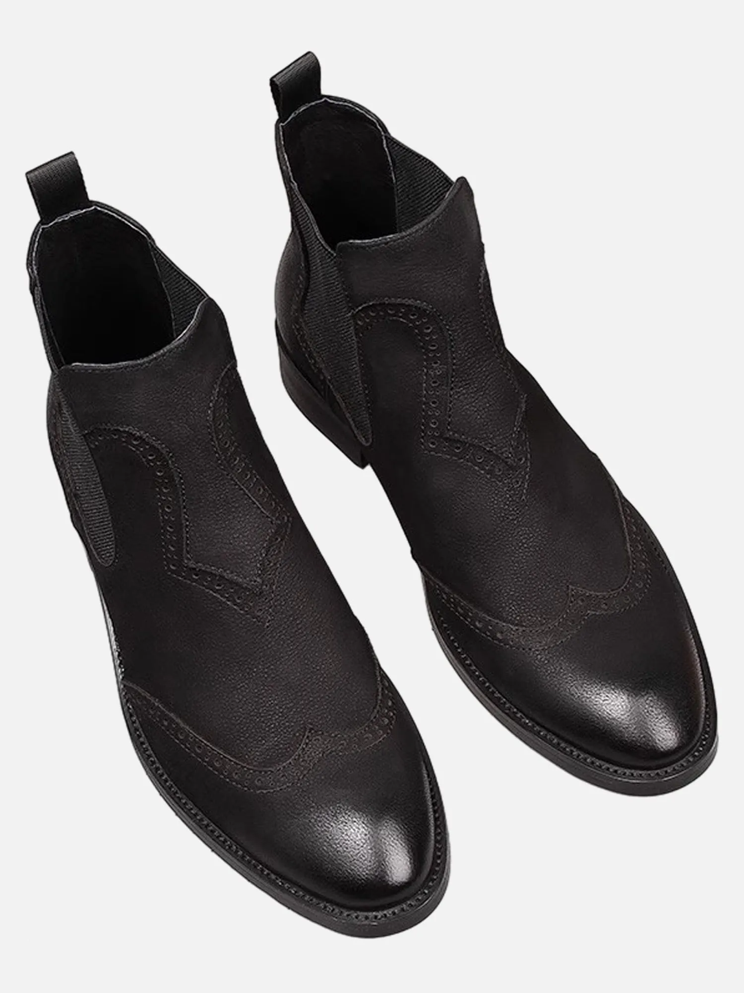 Trendy Round Toe British Brogue Carved Chelsea Short Boots sold by Thesupermade product image thumbnail 3