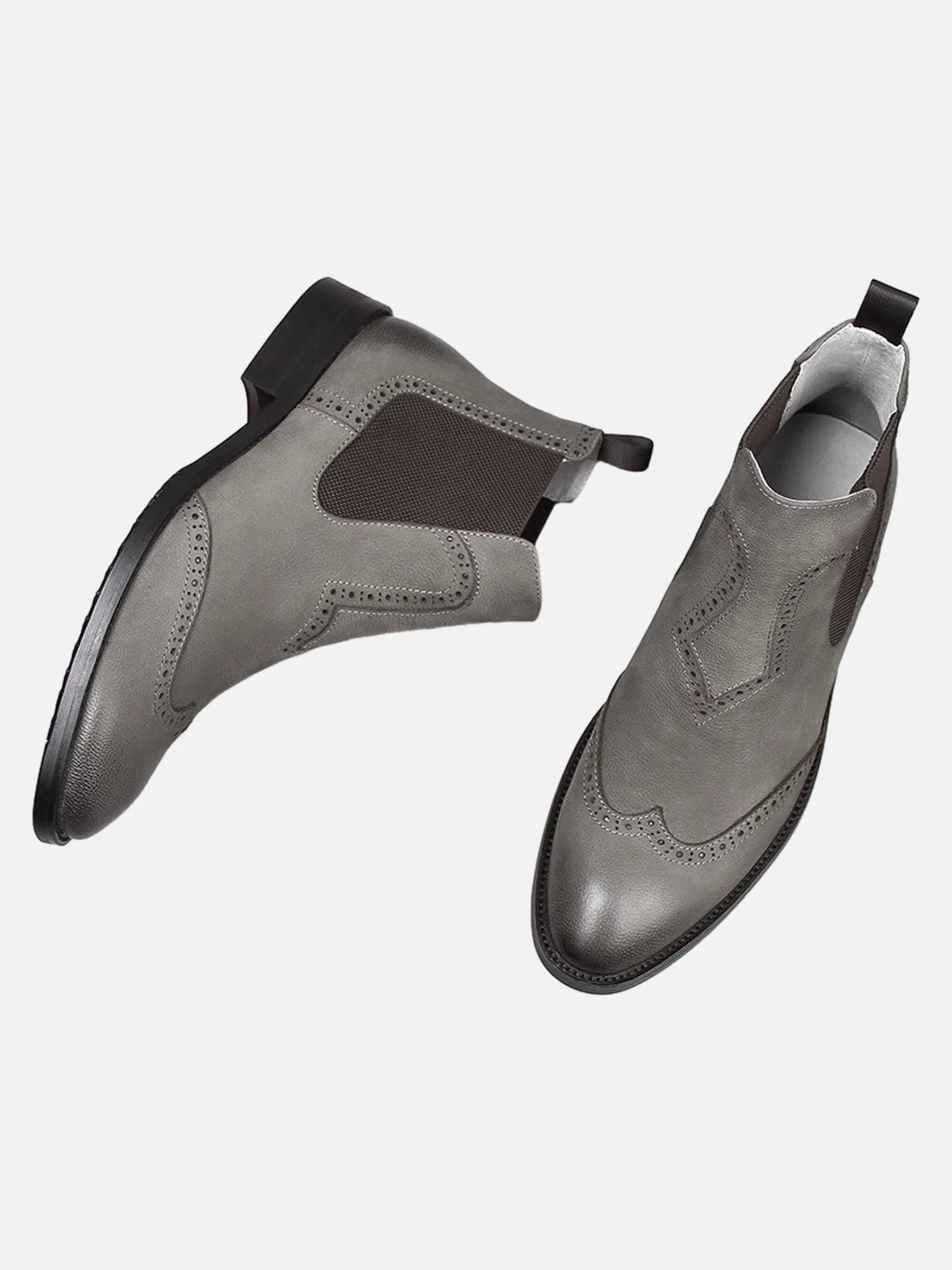 Trendy Round Toe British Brogue Carved Chelsea Short Boots sold by Thesupermade product image thumbnail 5