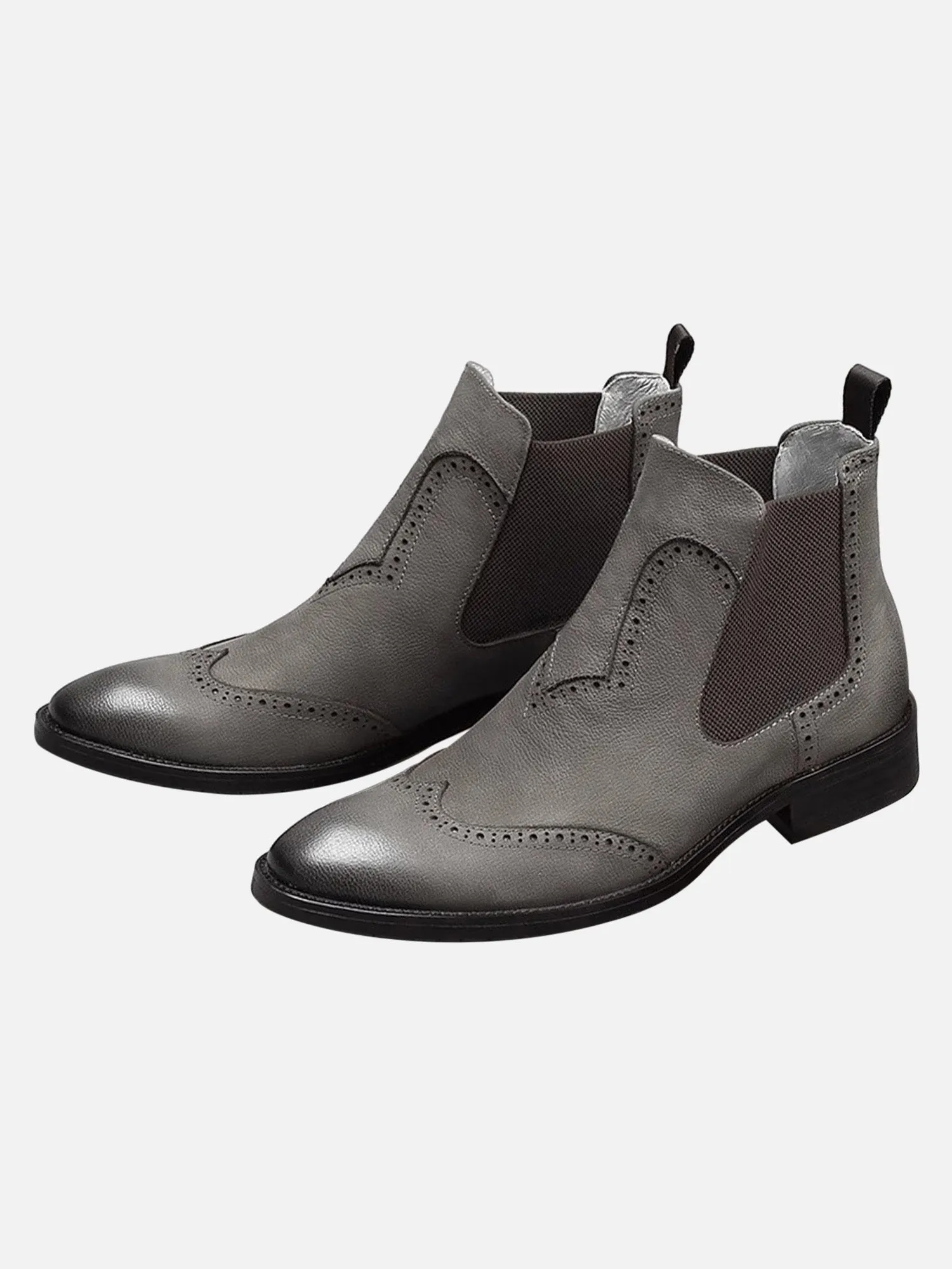 Trendy Round Toe British Brogue Carved Chelsea Short Boots sold by Thesupermade