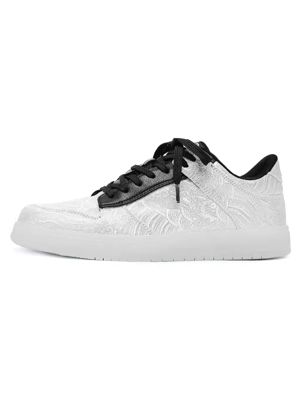 Thesupermade White Silk Embroidered Hip-Hop Sneakers sold by Thesupermade