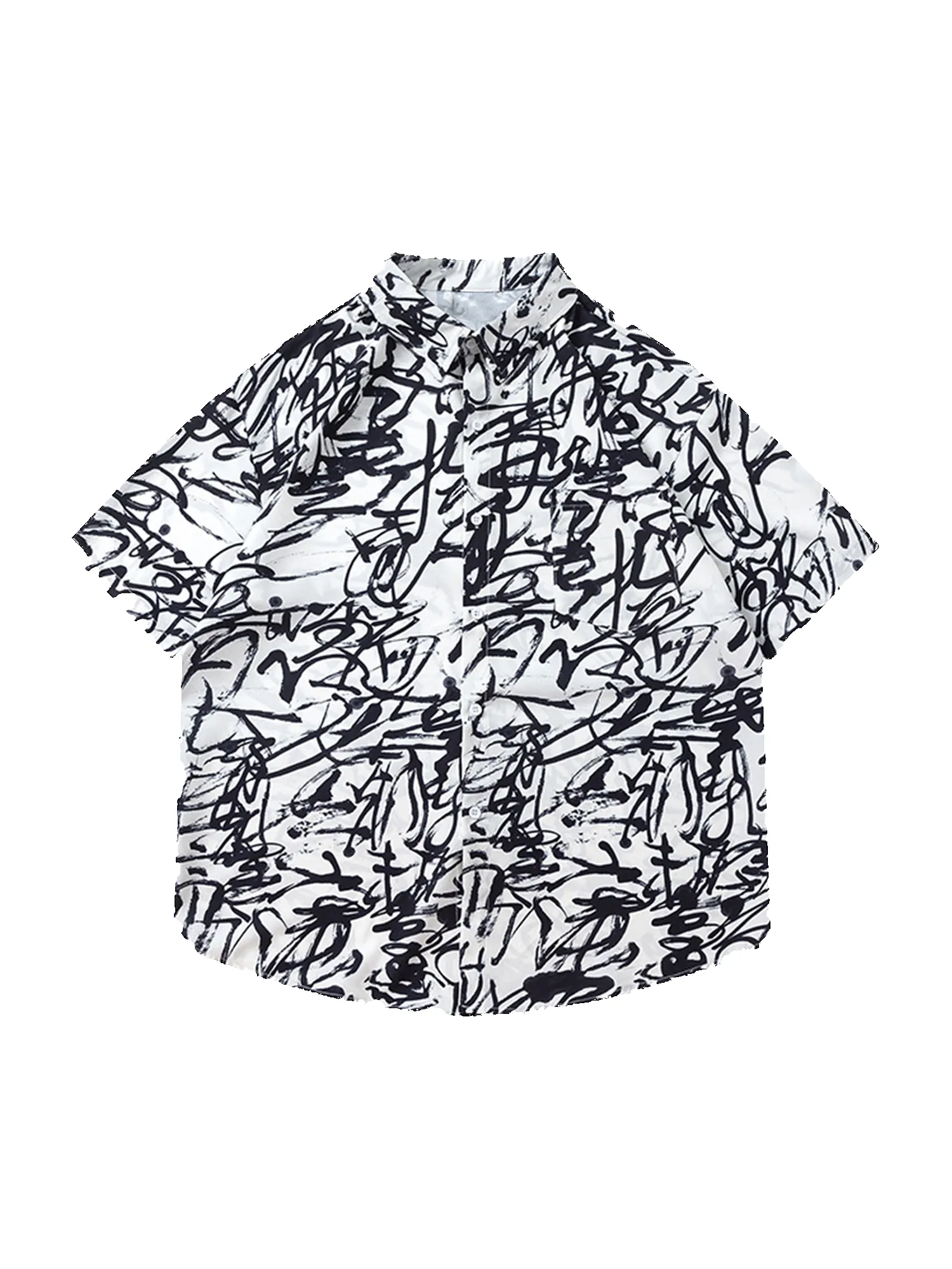 Thesupermade Graffiti Print Lapel Short Sleeve Shirt sold by Thesupermade