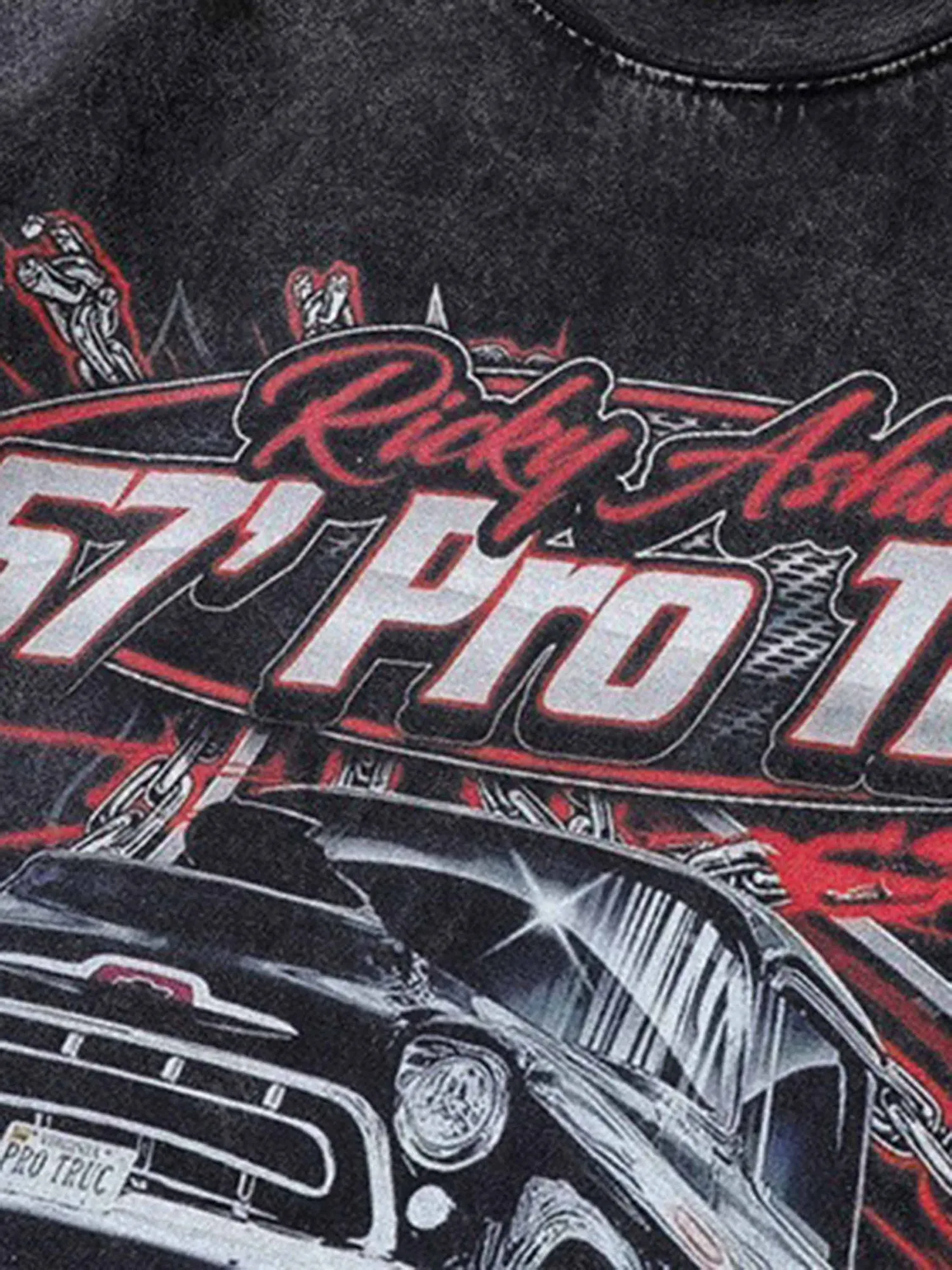 Thesupermade Vintage Car Print Washed Short-sleeved T-shirt - 1628 sold by Thesupermade product image thumbnail 3