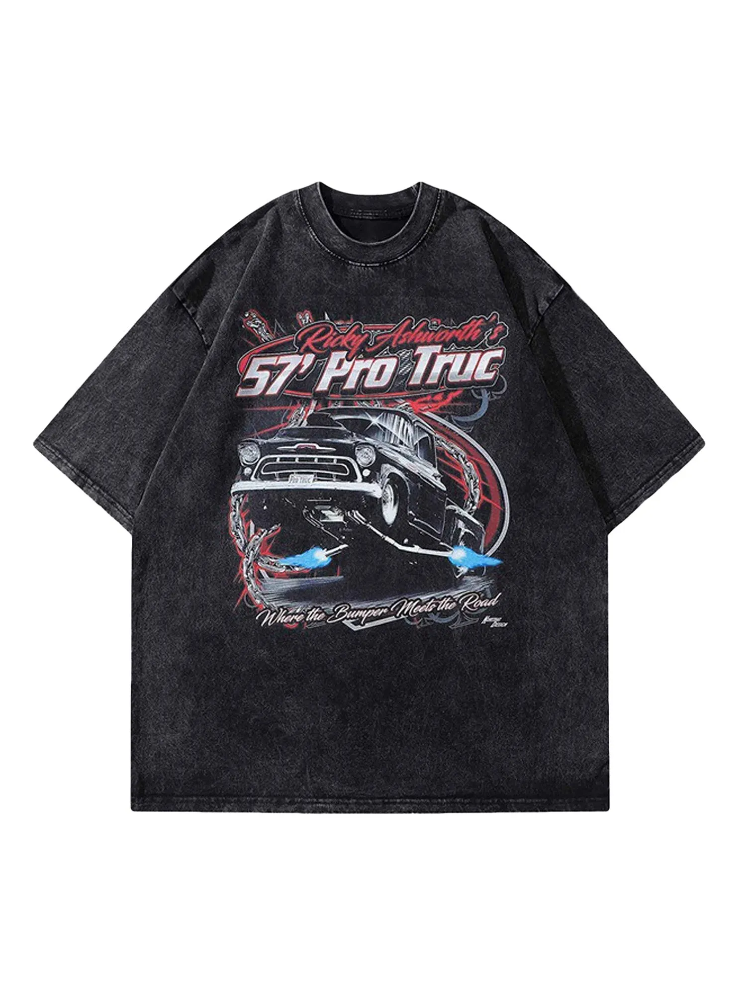 Thesupermade Vintage Car Print Washed Short-sleeved T-shirt - 1628 sold by Thesupermade