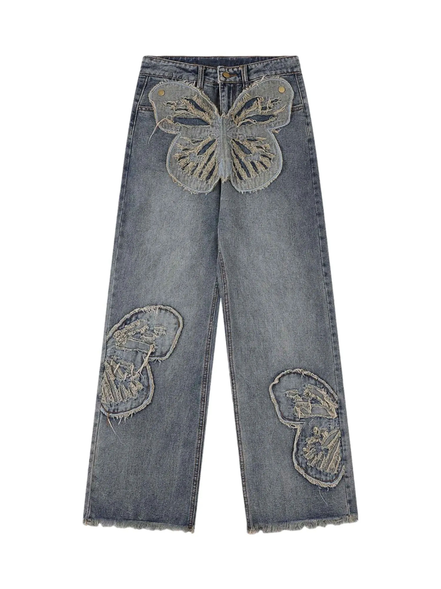 Thesupermade Appliqued Butterfly Embroidered Jeans sold by Thesupermade