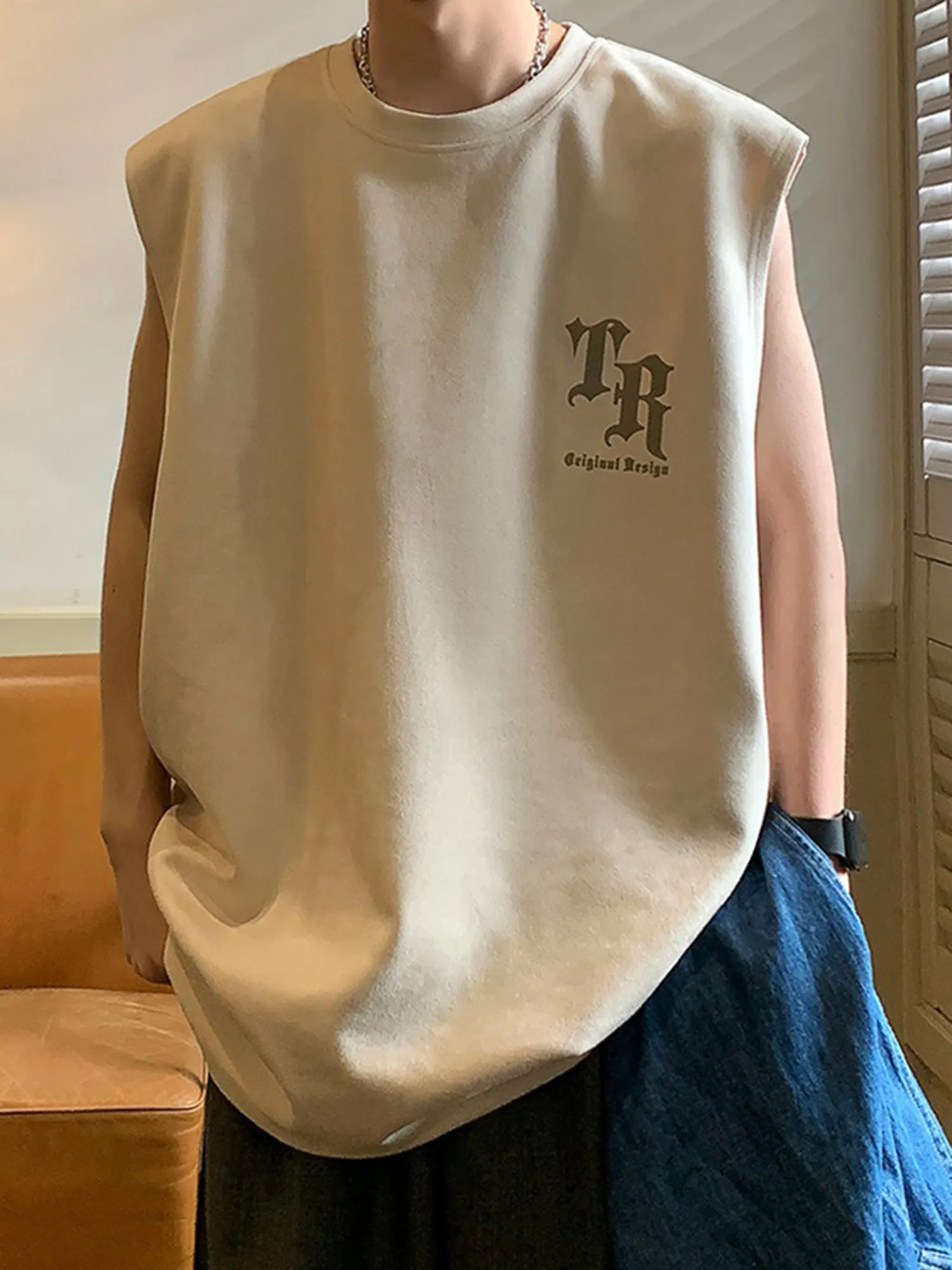 Thesupermade Gothic Font Ice Silk Loose Sleeveless Vest sold by Thesupermade