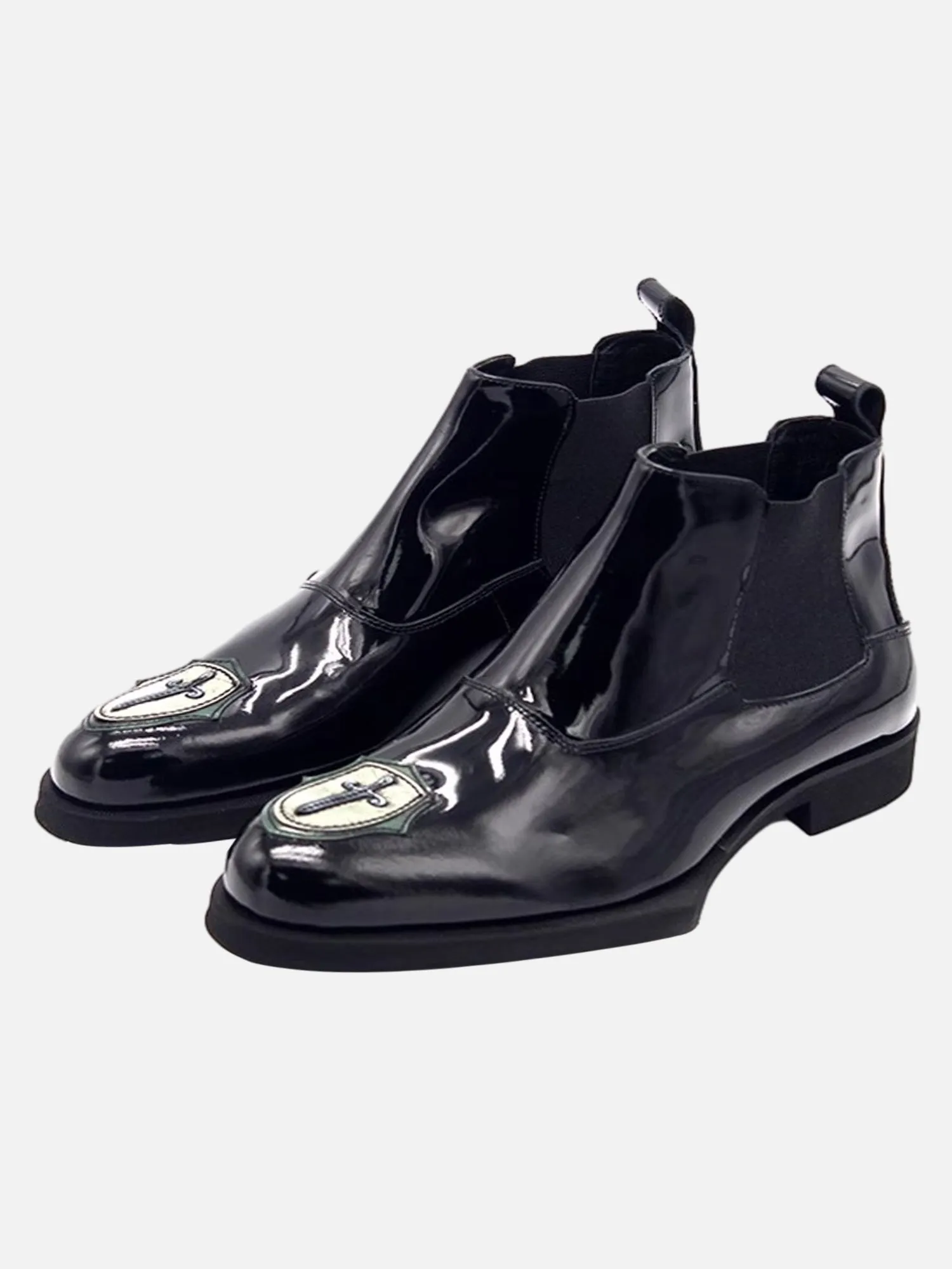 European And American Street Shield Soldier Embroidered Chelsea Boots sold by Thesupermade