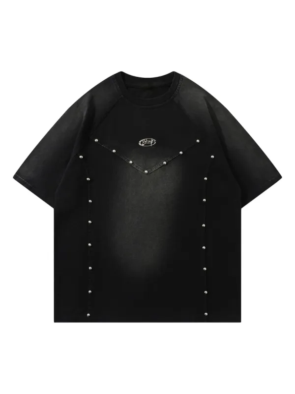 Vintage Washed Stitching Rivets T-shirt sold by Thesupermade