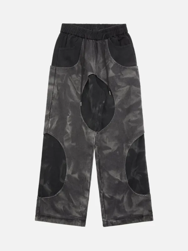 Thesupermade Distressed Tie-dye Cutout Hip-hop Sweatpants sold by Thesupermade