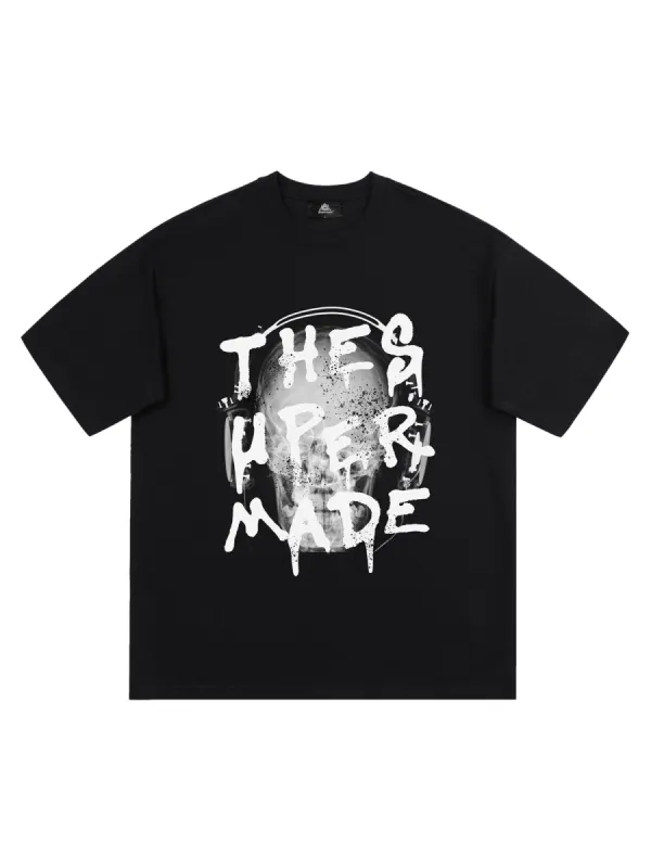 Thesupermade Fun Graffiti Letter Skull Print T-shirt sold by Thesupermade