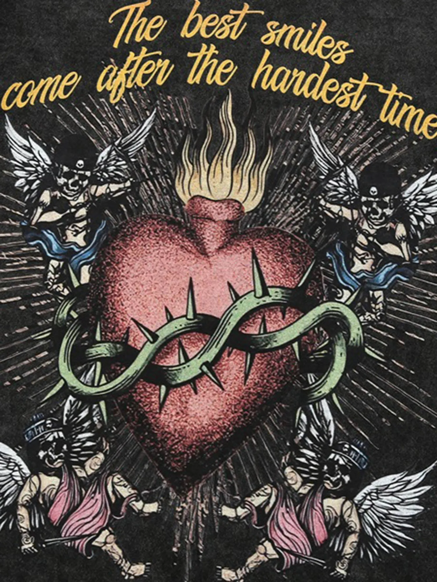 Washed Distressed Retro VTG Angel Skull T-shirt sold by Thesupermade product image thumbnail 4