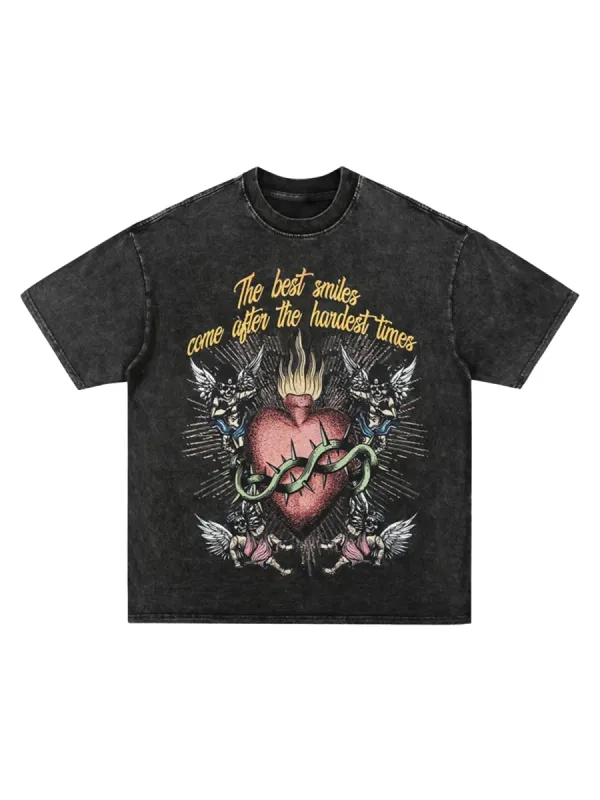 Washed Distressed Retro VTG Angel Skull T-shirt sold by Thesupermade