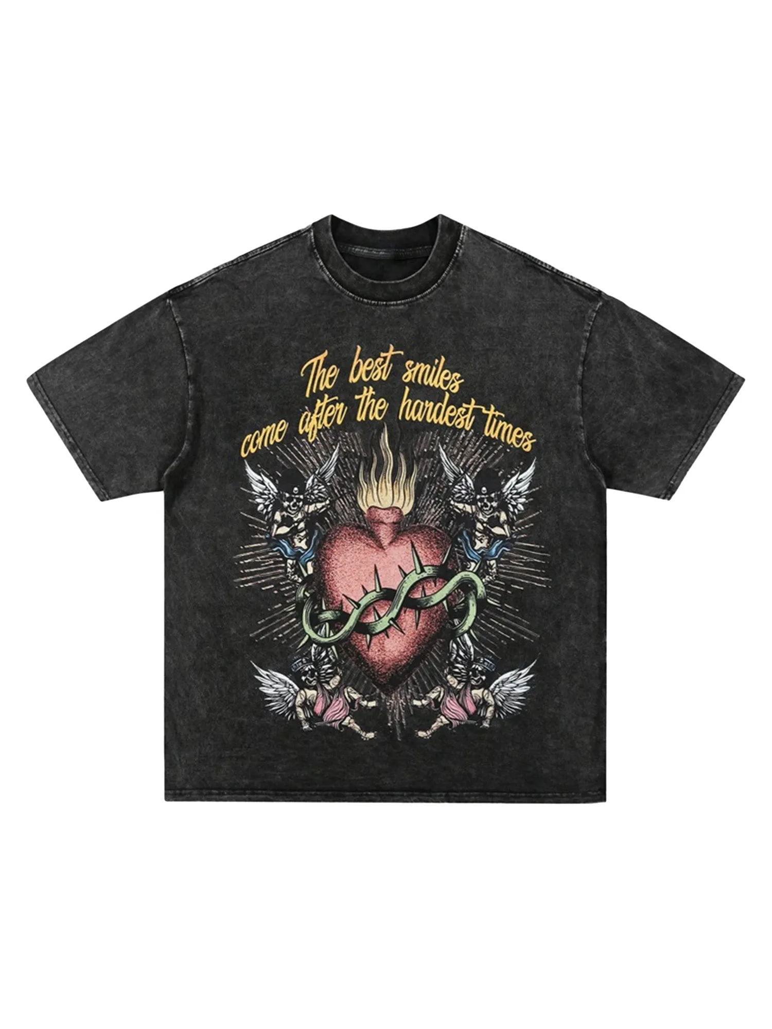 Washed Distressed Retro VTG Angel Skull T-shirt sold by Thesupermade