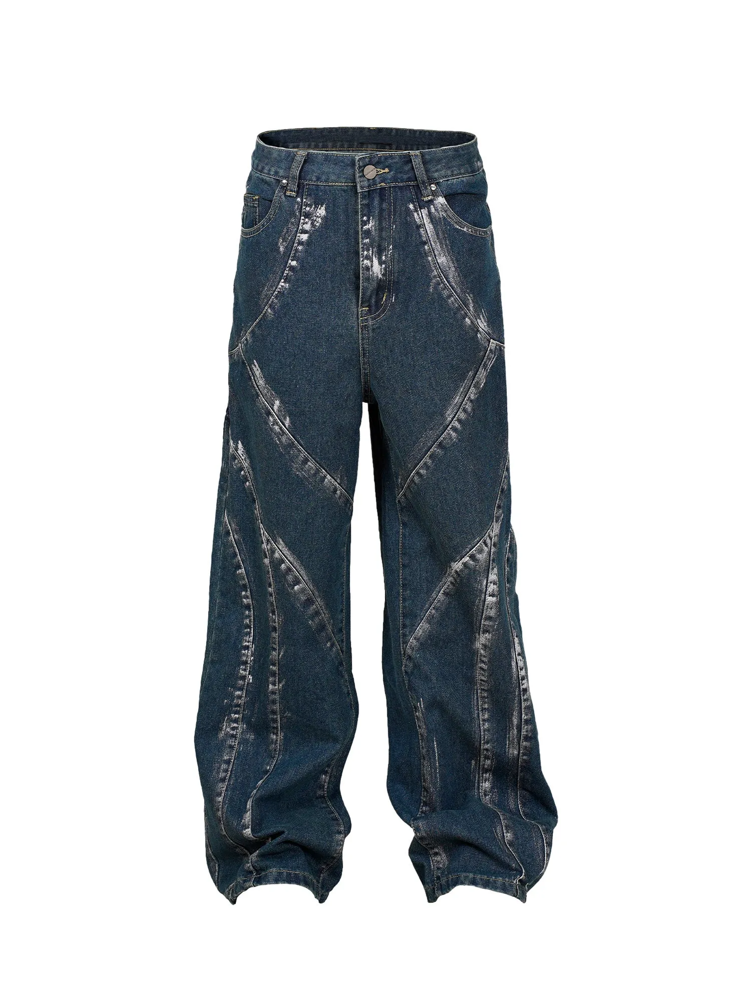 Thesupermade American Street Style Washed Spray-painted Jeans sold by Thesupermade product image thumbnail 3