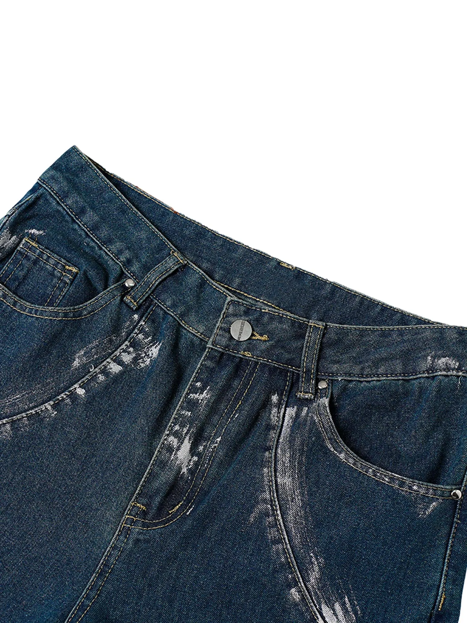 Thesupermade American Street Style Washed Spray-painted Jeans sold by Thesupermade product image thumbnail 5