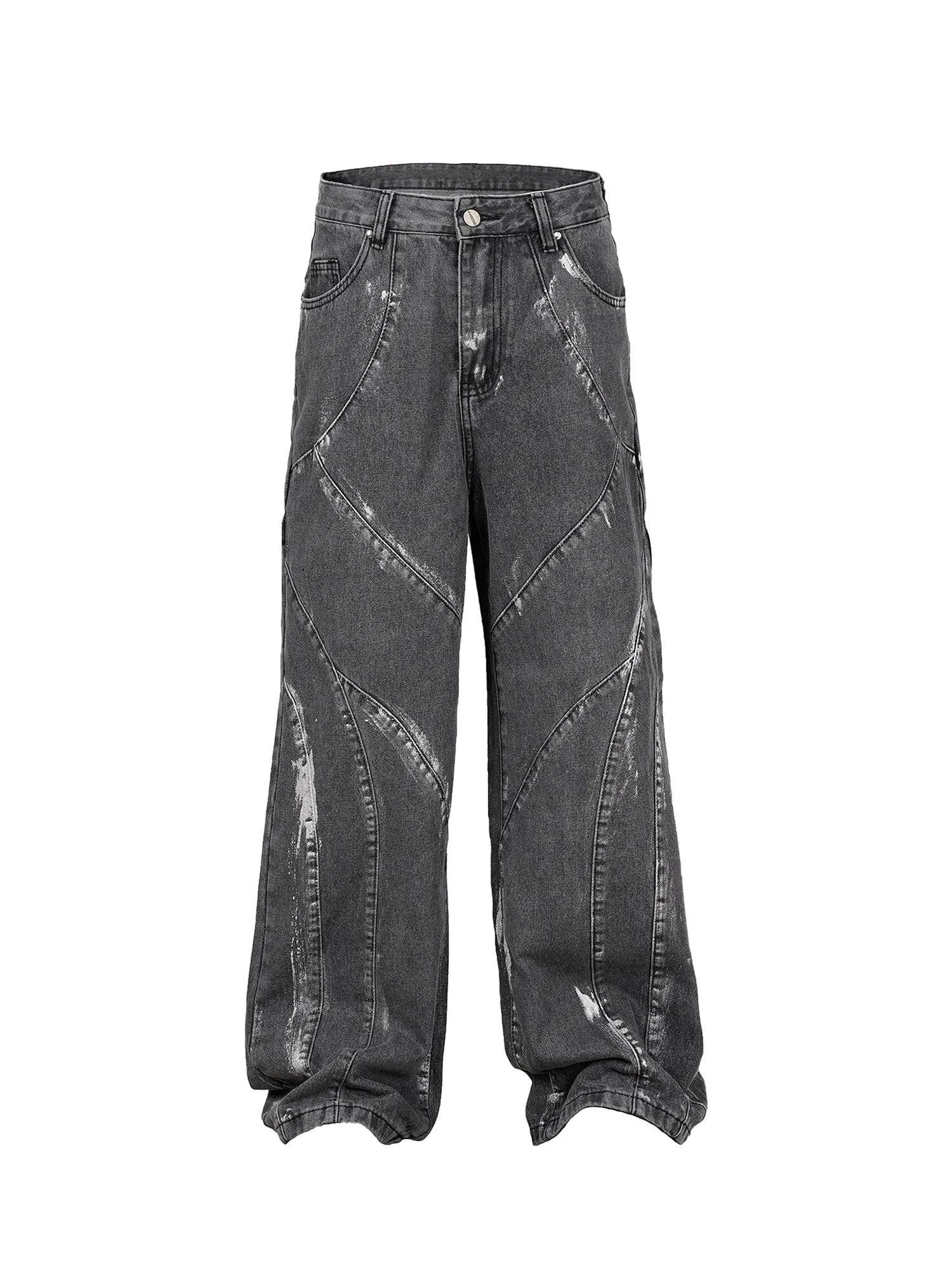 Thesupermade American Street Style Washed Spray-painted Jeans sold by Thesupermade