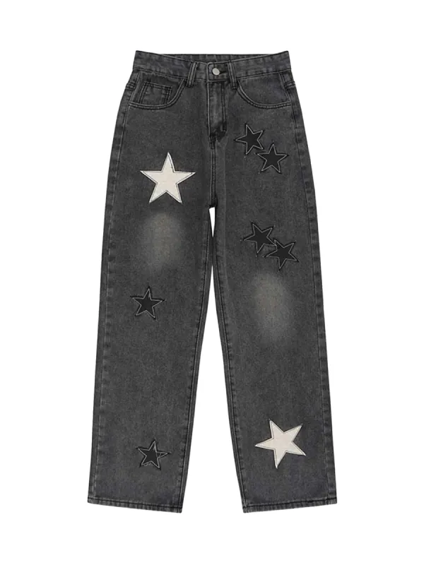 Thesupermade Star Patch Embroidery Jeans sold by Thesupermade
