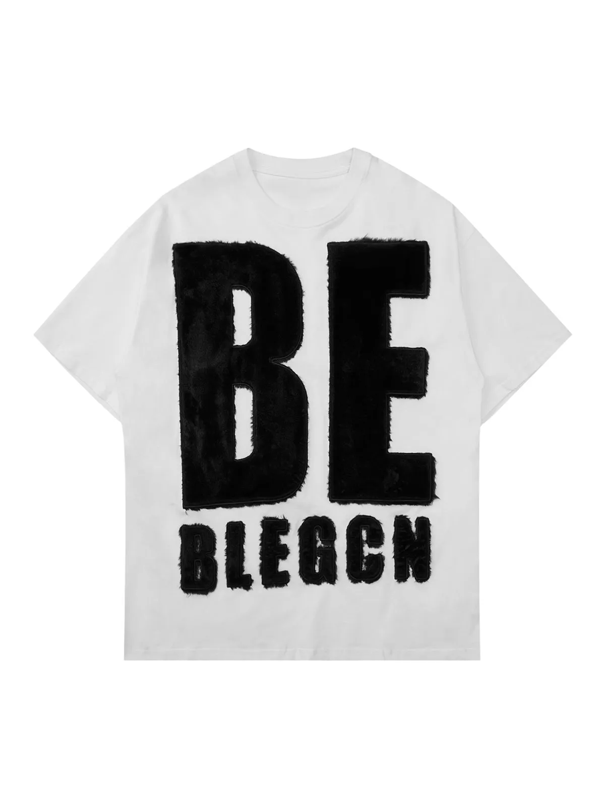 Thesupermade Suede Embroidered Letters Street Rap T-shirt - 2047 sold by Thesupermade