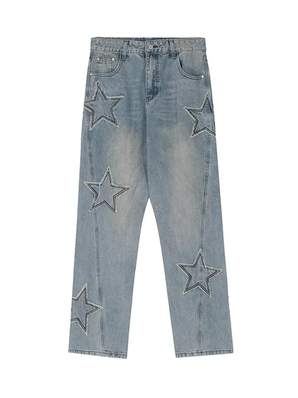 Thesupermade American Vintage Star Patch Embroidered Jeans sold by Thesupermade