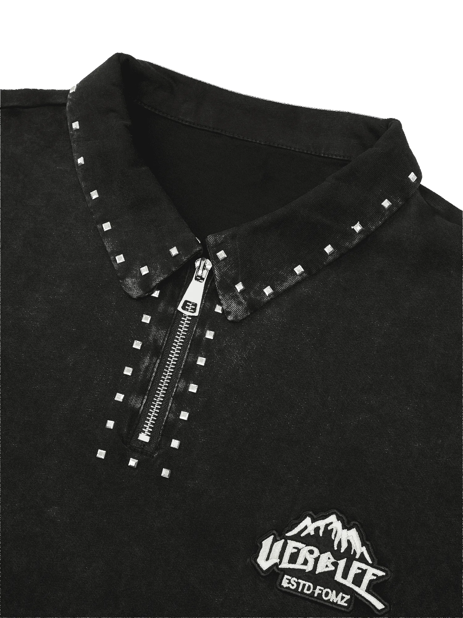 Thesupermade High Street Design Embroidered Rivet Lapel T-shirt sold by Thesupermade product image thumbnail 3