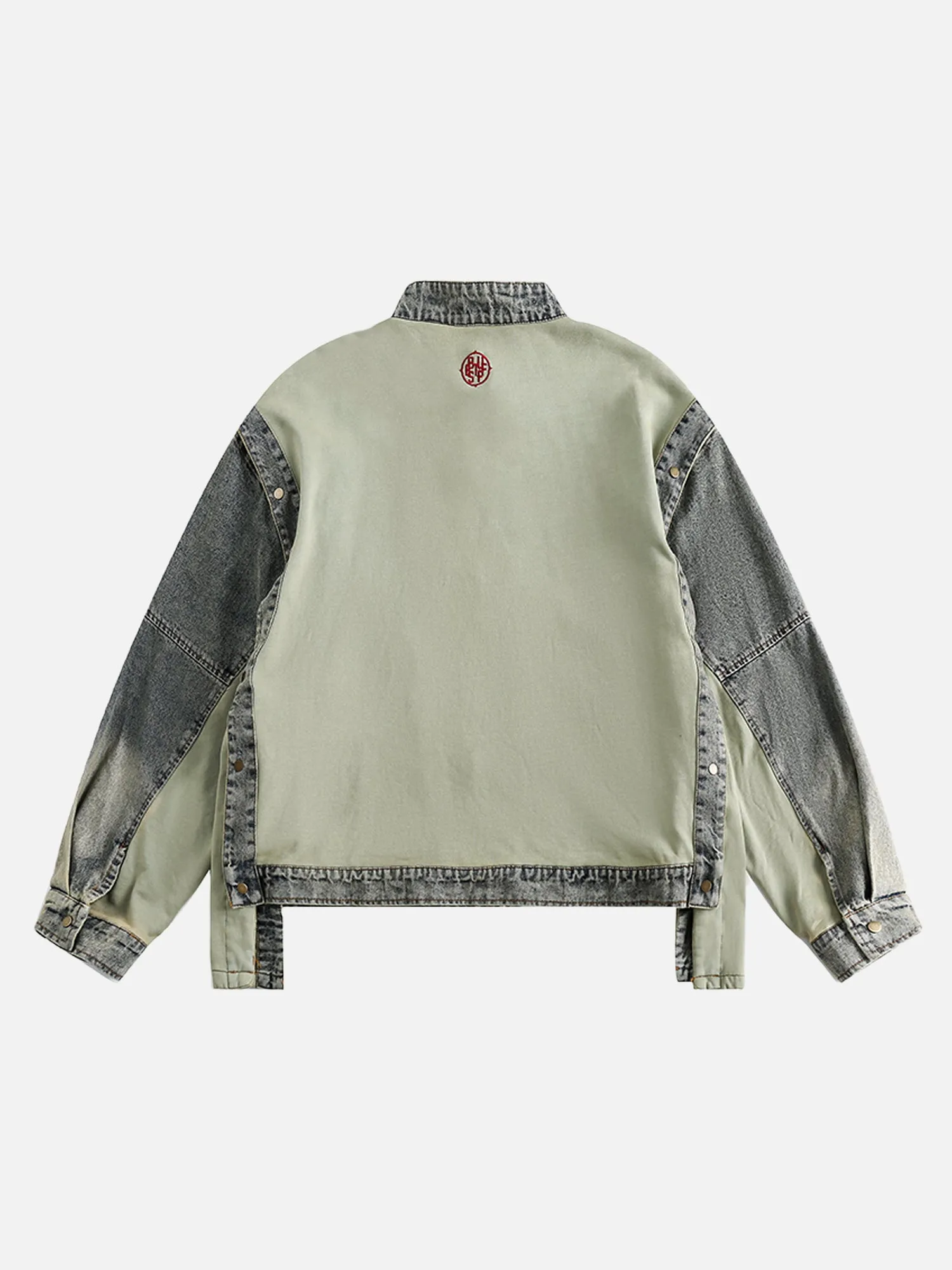 Thesupermade High Street Washed Patchwork Detachable Denim Jacket sold by Thesupermade product image thumbnail 2